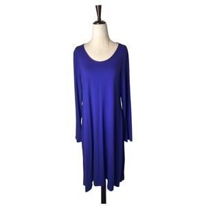 Eileen Fisher Dress Women Large Purple Long Sleeve Shift Mini Preppy‎ Mature